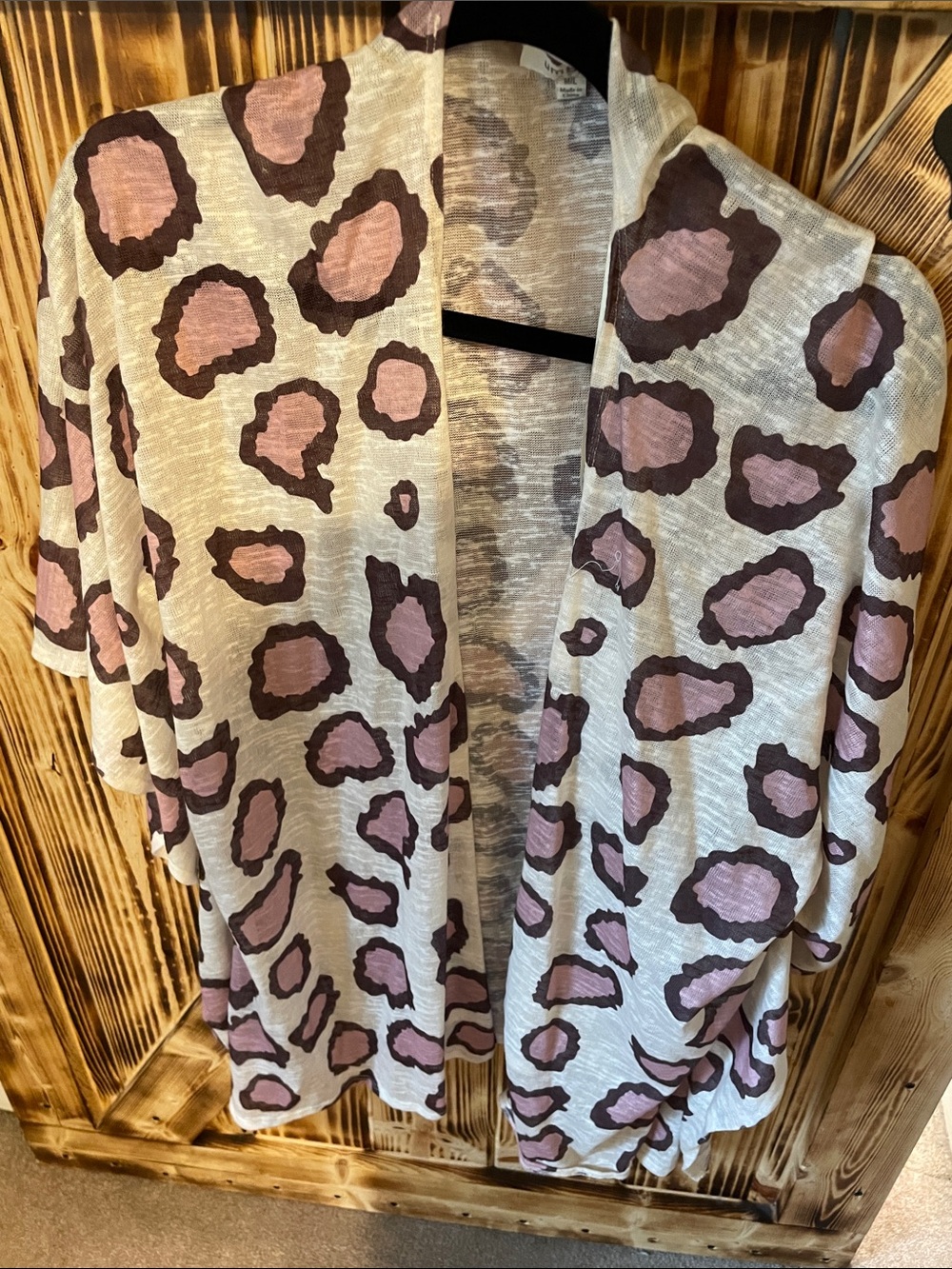Umgee Pink and Brown Leopard Print Open Front Kimono